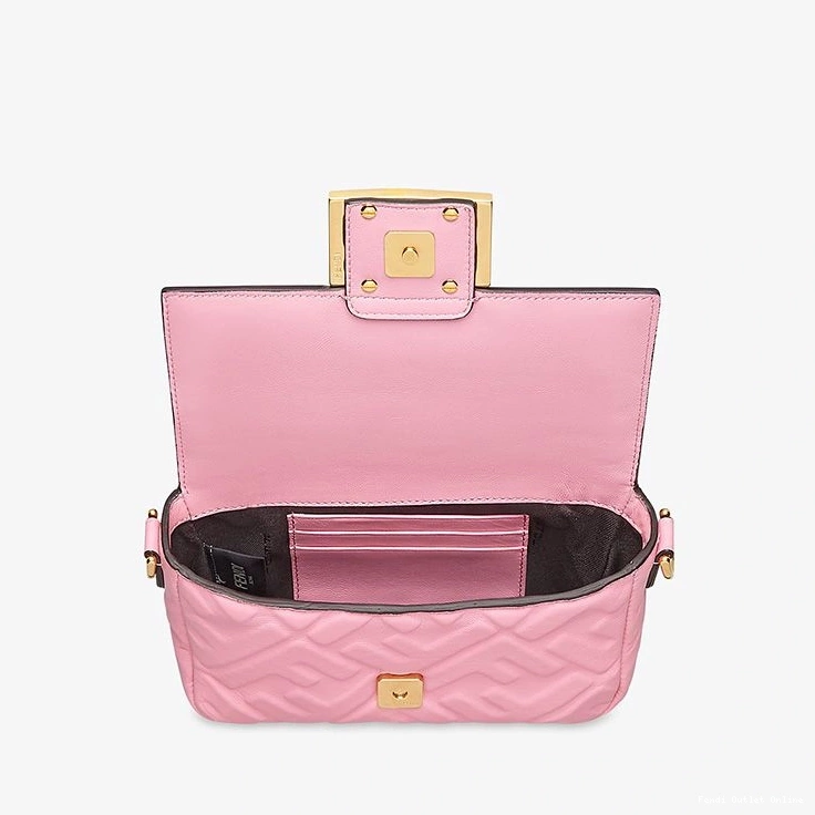 Cheap Leather In Nappa FF Mini Fendi Motif Baguette Bag Pink 0803